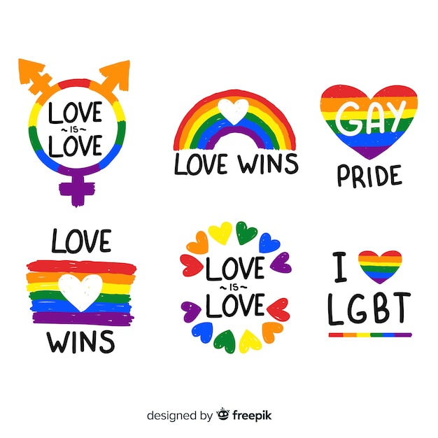 Colorful pride day labels collection