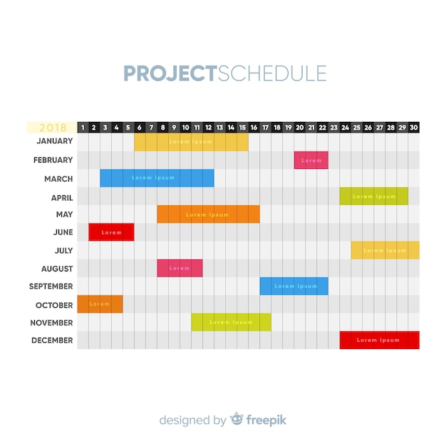 Colorful project schedule template with flat design