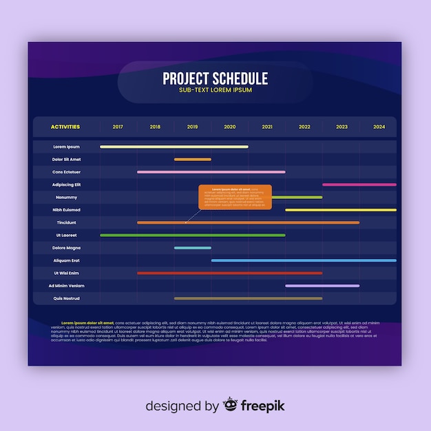 Colorful project schedule template with flat design