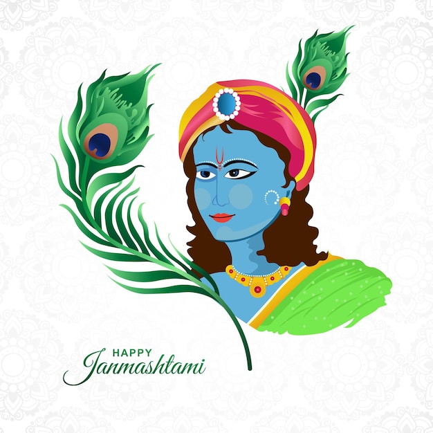 Free vector colorful religious krishna janmashtami card background