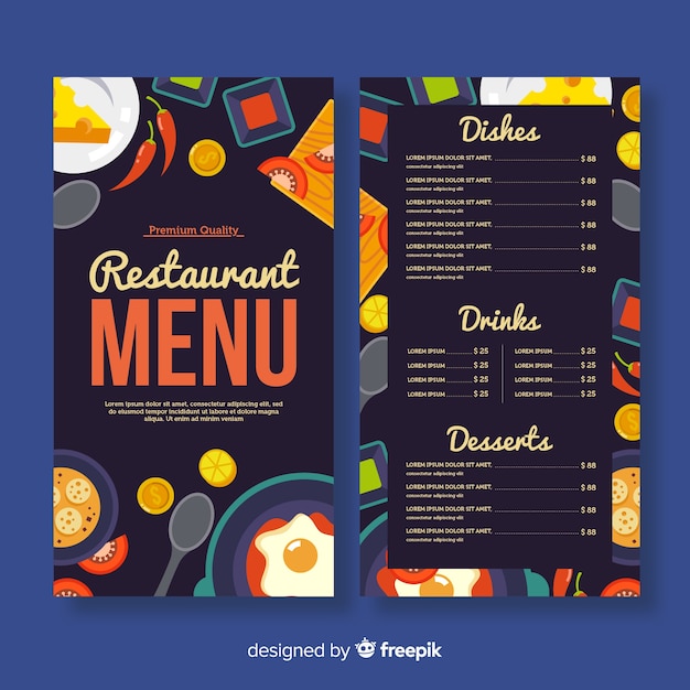 Colorful restaurant menu template