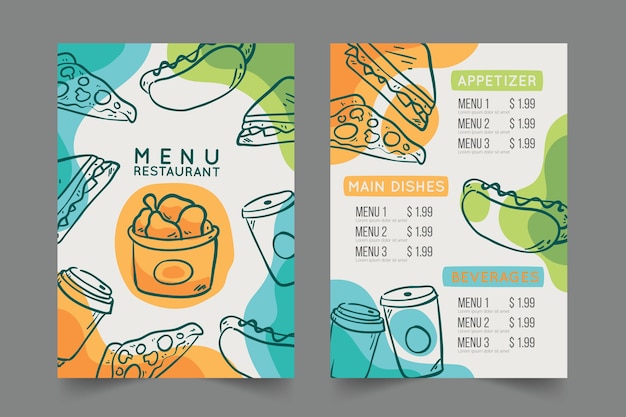 Colorful restaurant menu template