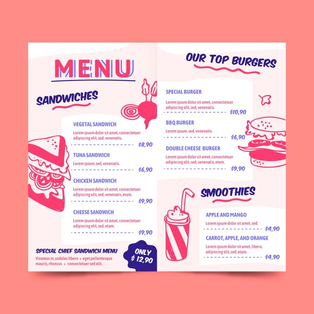 Colorful restaurant menu template