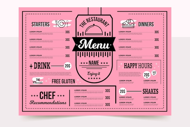 Colorful restaurant menu with chefs special