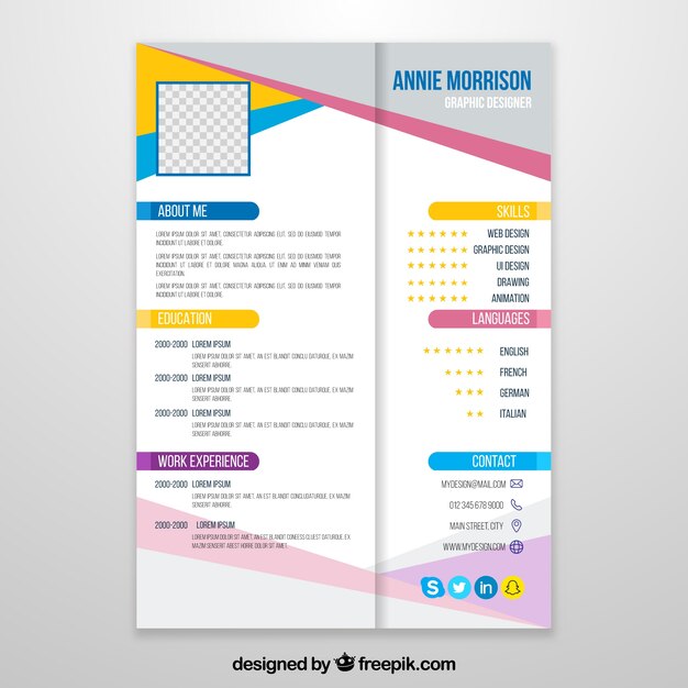 Colorful resume template