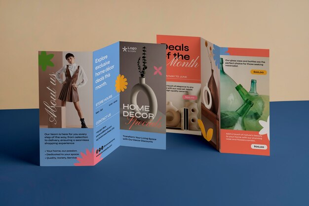 Colorful retro trifold brochure template