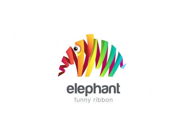 Colorful Ribbon Elephant abstract Logo  icon.