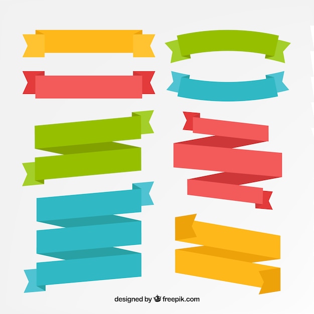 Colorful ribbons with different shapes