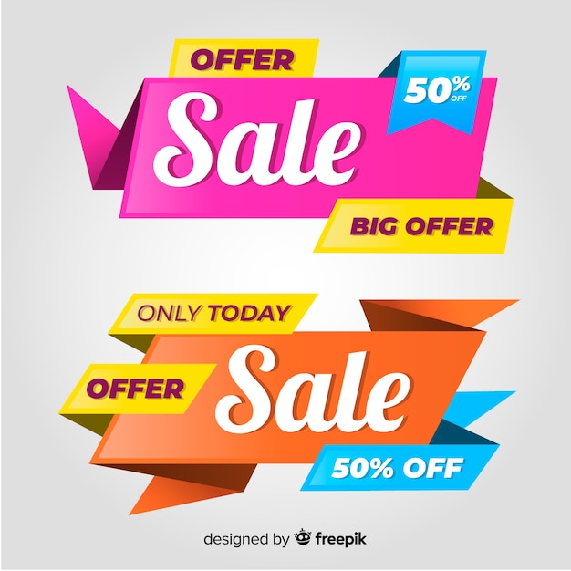 Colorful sales banner set. big offer sale discount