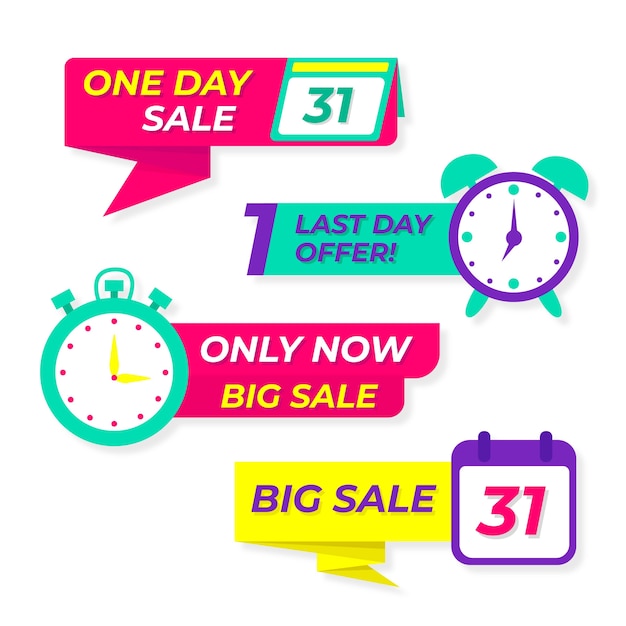 Colorful sales countdown banner collection