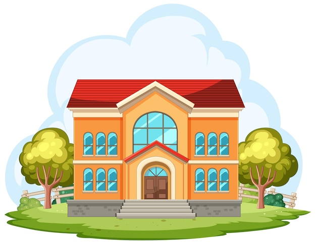 Free vector colorful school building in nature