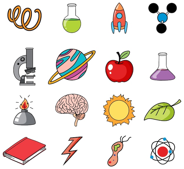 Free vector colorful science icons vector set