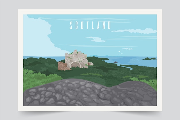 Free Vector colorful scotland landscape background