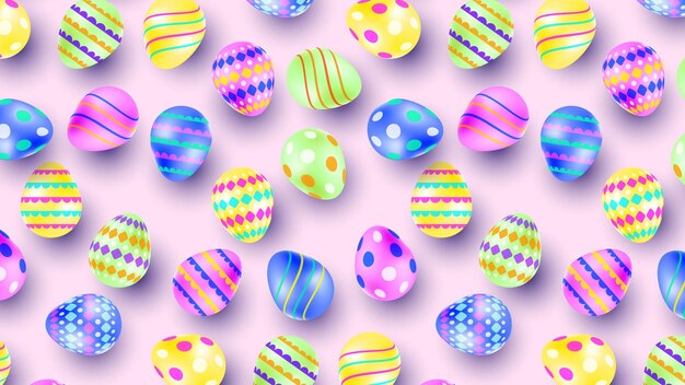 Colorful seamless pattern with 3D easter eggs