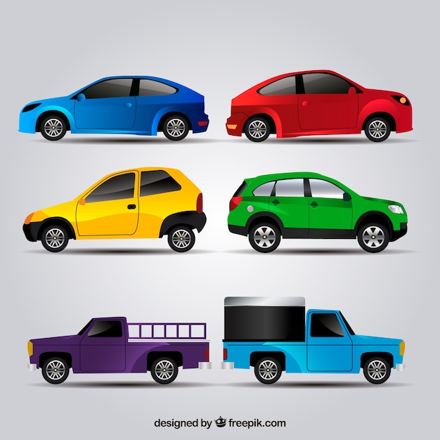 Free Vector colorful selection of automobiles in realistic design