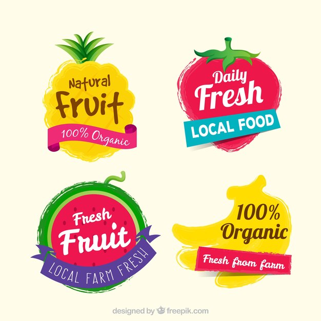 Colorful selection of fruit stickers