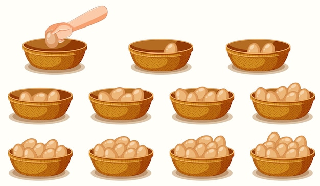 Free Vector colorful set of eggs in a basket