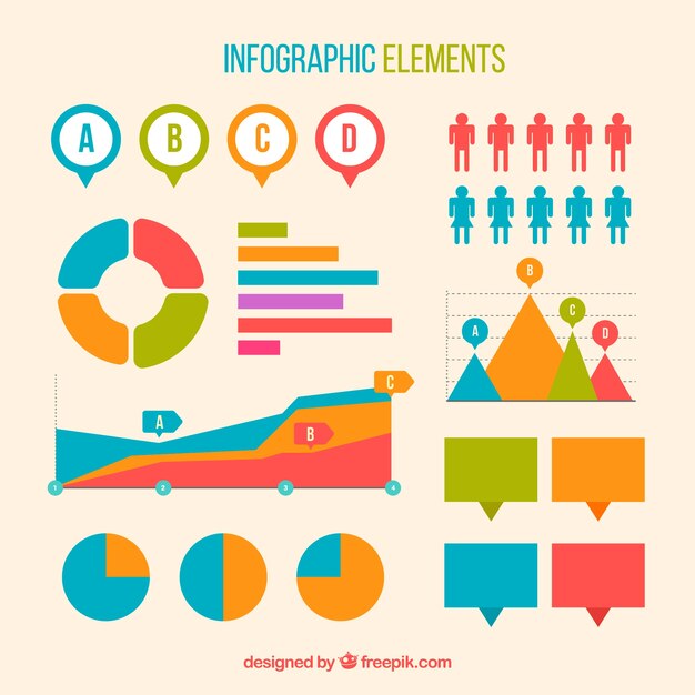 Colorful set of flat infographic elements