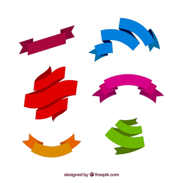 Colorful set of flat ribbons