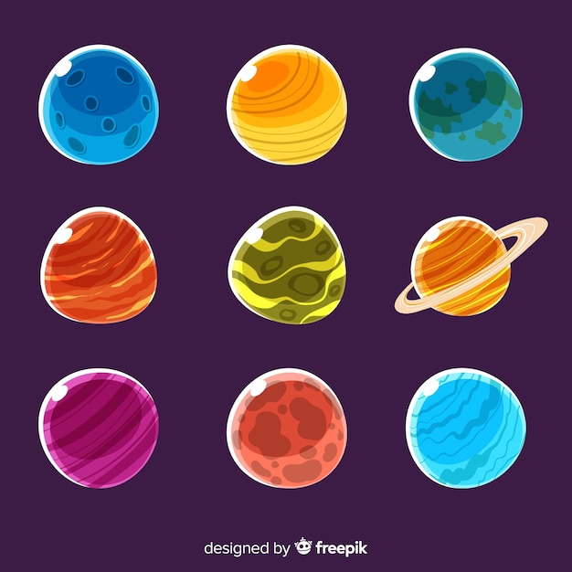 Free Vector colorful set of hand drawn space stickers