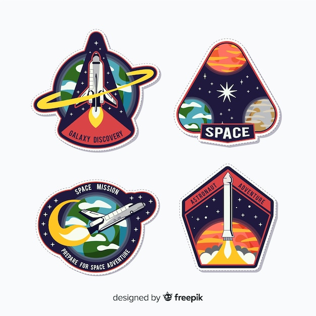 Colorful set of modern space stickers