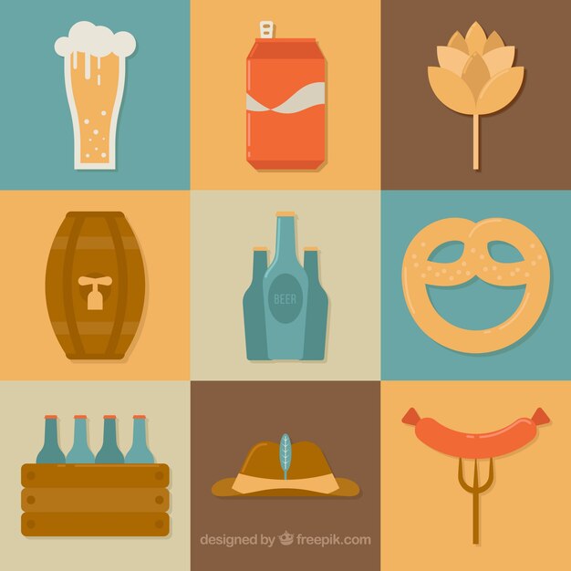 Colorful set of oktoberfest elements