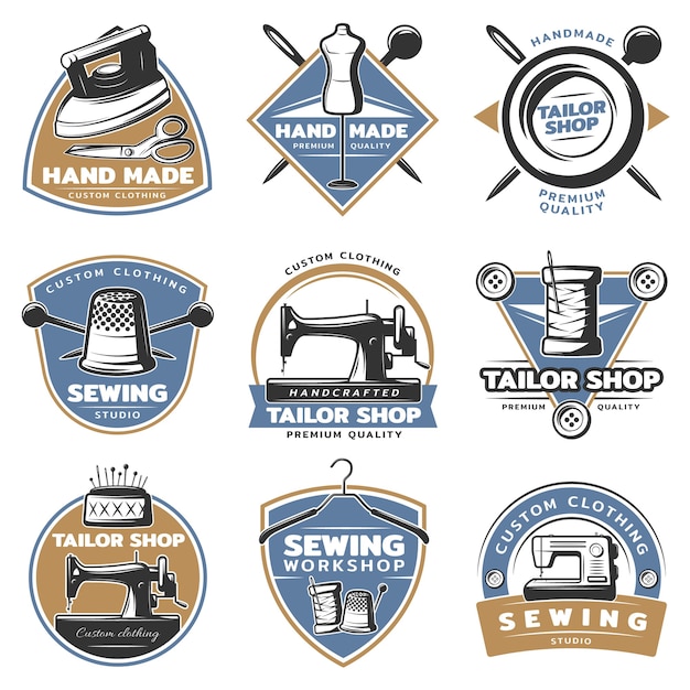 Free vector colorful sewing badge set