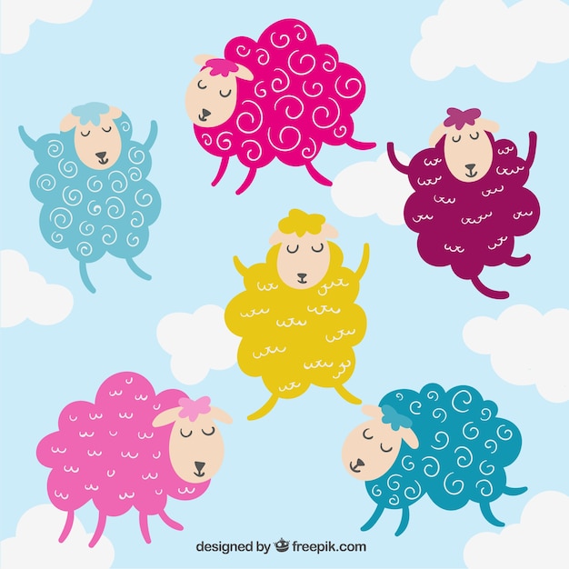 Free Vector colorful sheeps illustration