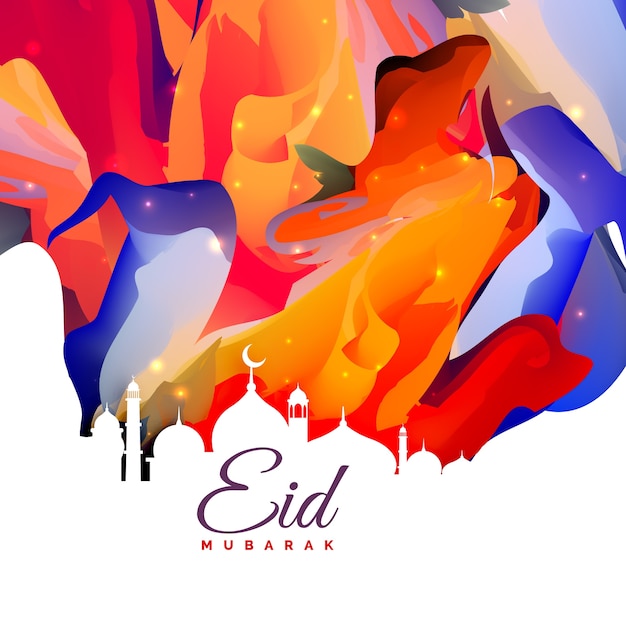 Free vector colorful shiny eid mubarak card