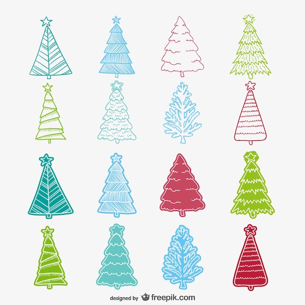 Colorful sketchy Christmas tree