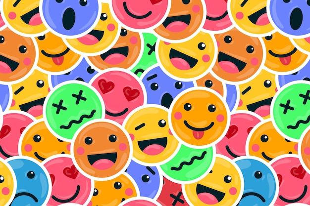 Free Vector colorful smile emoticons pattern background