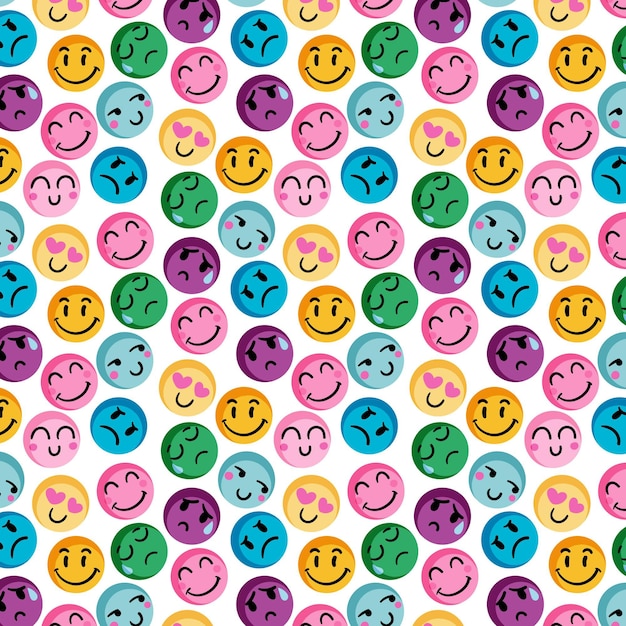 Free Vector colorful smile emoticons pattern