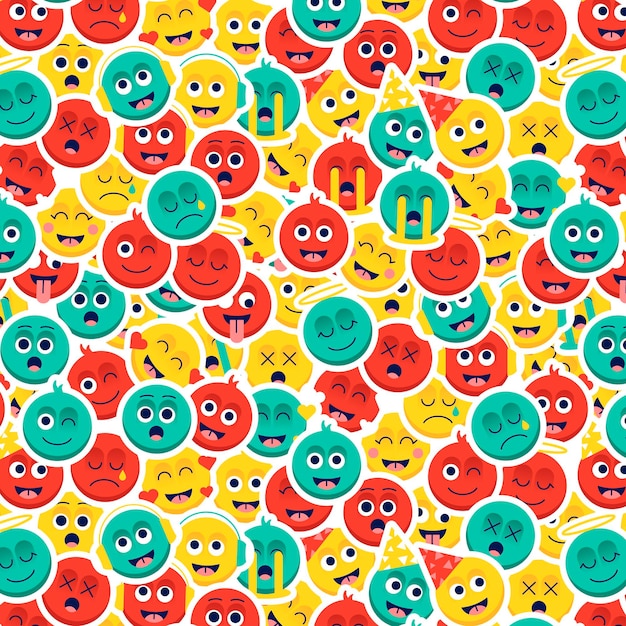 Colorful smile emoticons pattern