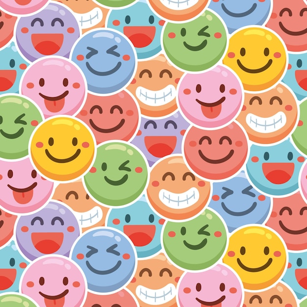 Colorful smile emoticons pattern