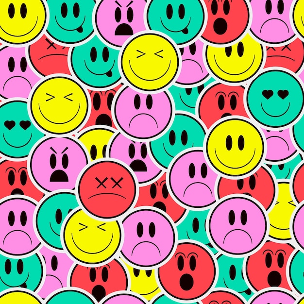 Colorful smile emoticons pattern