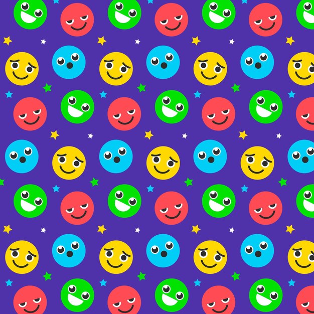 Colorful smile emoticons pattern