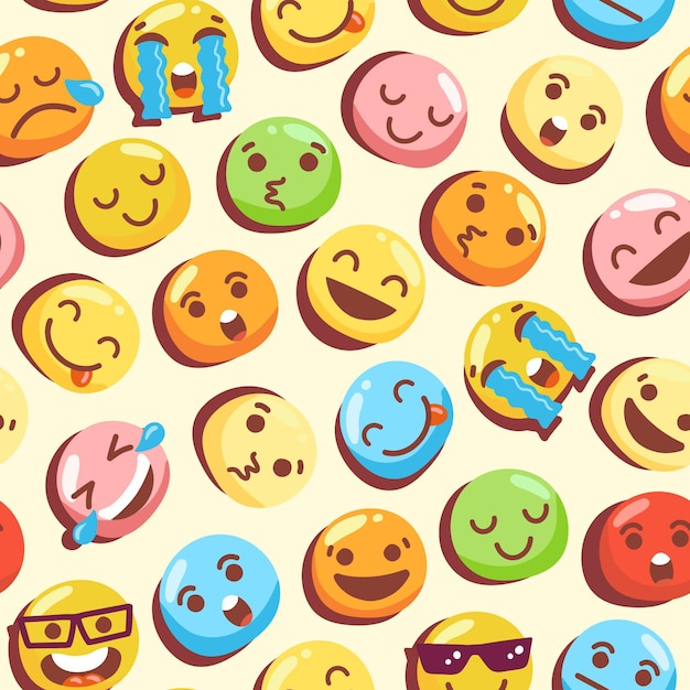 Colorful smile emoticons pattern