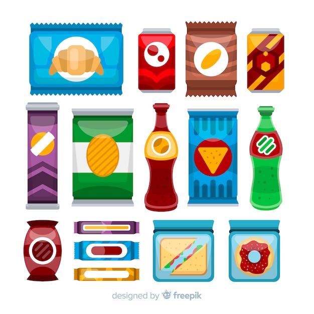 Colorful snack collection with flat design