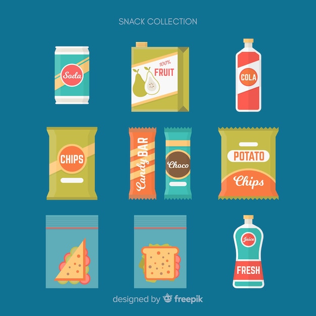 Colorful snack collection with flat design