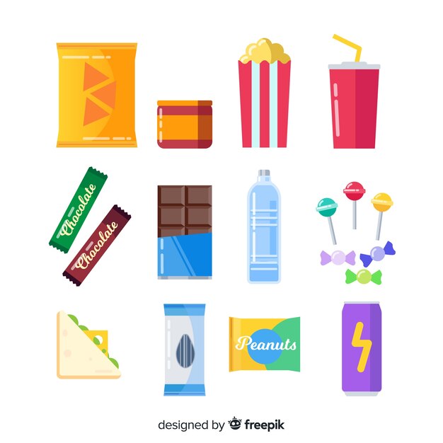 Colorful snack collection with flat design