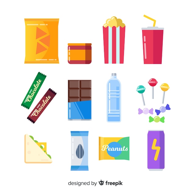 Colorful snack collection with flat design