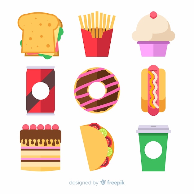 Free Vector colorful snack collection with flat design