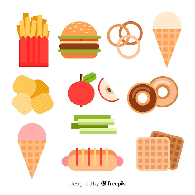 Free Vector colorful snack collection with flat design