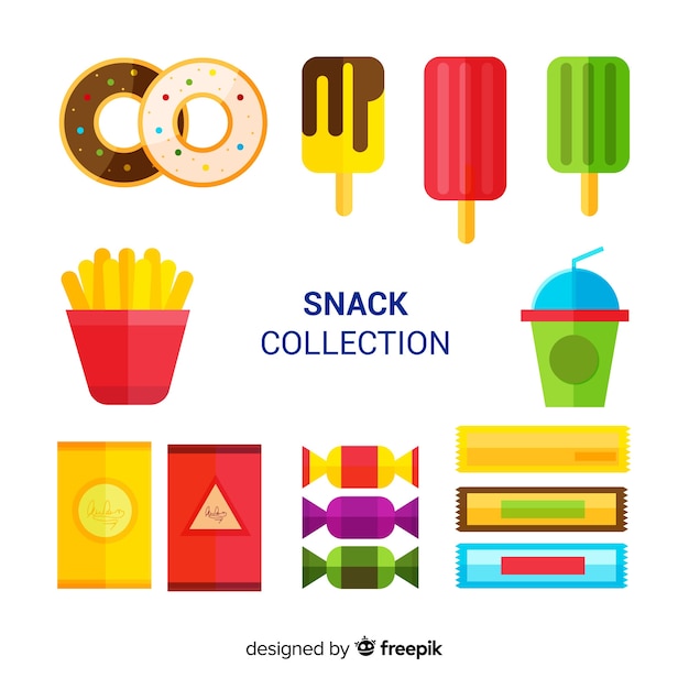 Colorful snack collection with flat design