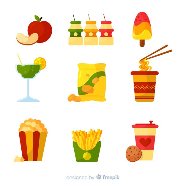 Colorful snack collection with flat design