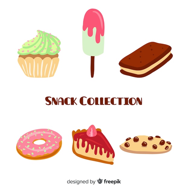 Colorful snack collection with flat design