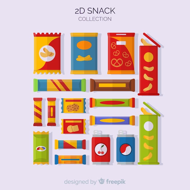 Free Vector colorful snack collection with flat design