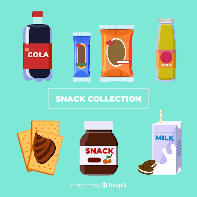 Free Vector colorful snack collection with flat design