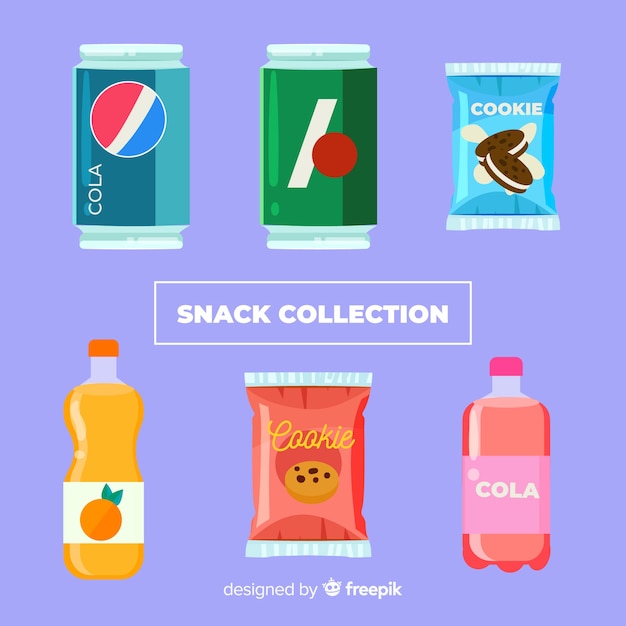 Colorful snack collection with flat design