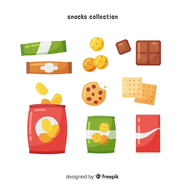 Colorful snack collection with flat design